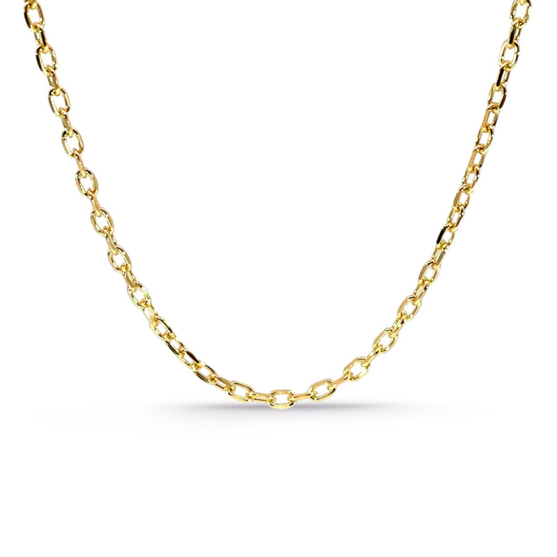 Cadena Oro 18k 60cm Forzada Oval Lapidada 2.1mm - Cadenas de Oro para Hombre