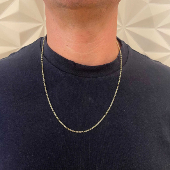Cadena Oro 18k 60cm Forzada Oval Lapidada 2.1mm - Cadenas de Oro Hombre
