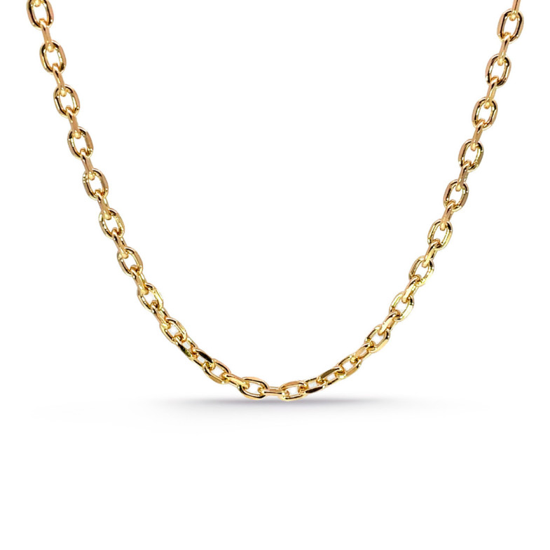 Faceted Oval Forced 60 cm Gold Chain 18K 2.8 mm - Gold Chains for Men