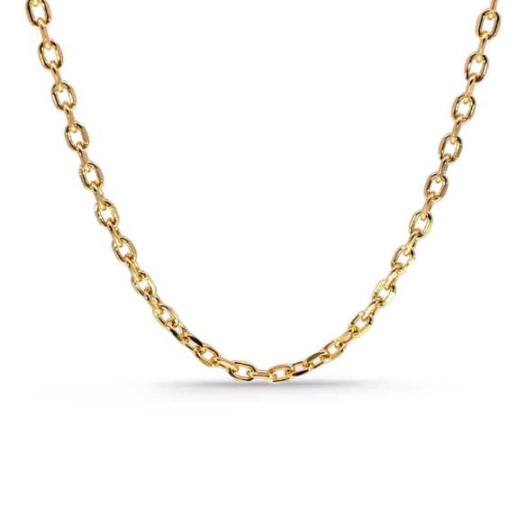 Faceted Oval Forced 60 cm Gold Chain 18K 2.8 mm - Gold Chains for Men