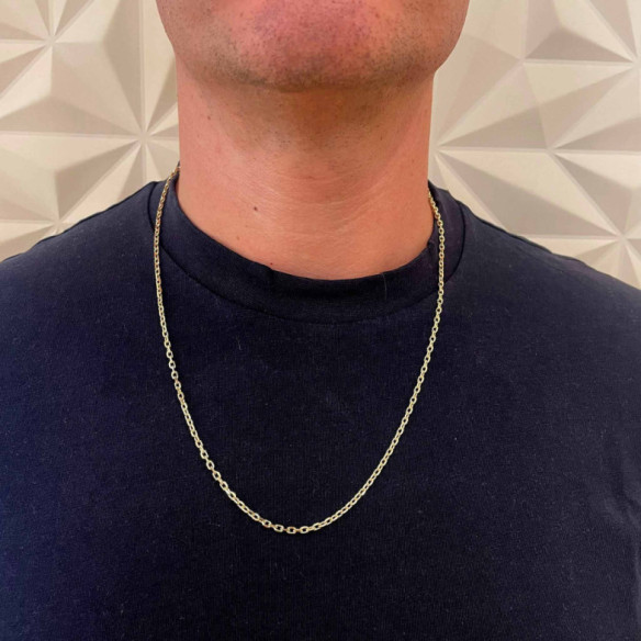 Faceted Oval Forced 60 cm Gold Chain 18K 2.8 mm - Gold Chains for Men