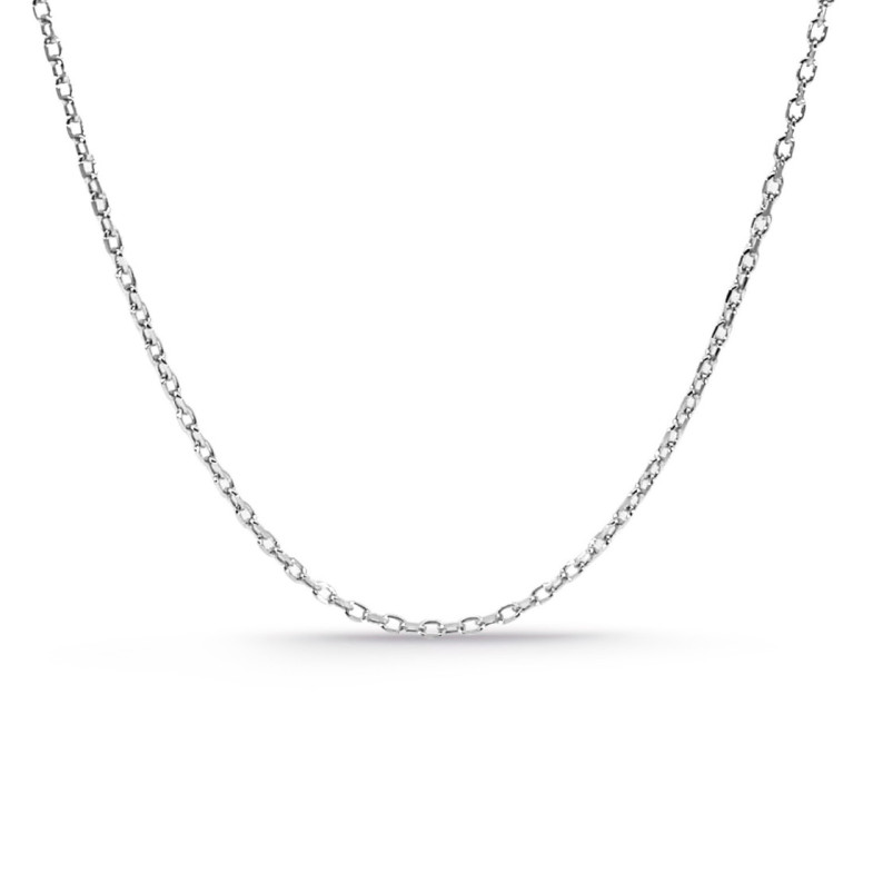 Cadena Oro Blanco Forzada Oval Lapidada 1.4mm 18K 45cm - Chaînes d'or