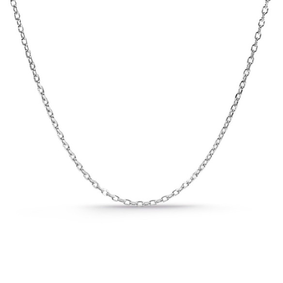 Cadena Oro Blanco Forzada Oval Lapidada 1.4mm 18K 45cm - Goldketten
