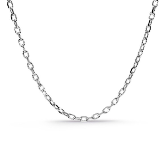 18k White Gold Chain 60cm Forced Oval Stoned 2.1mm - Gold Chains for Men
