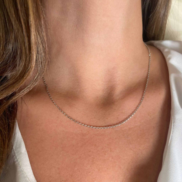 Cadena 45cm Bilbao Oro Blanco 18K 1.6mm - CADENAS DE ORO