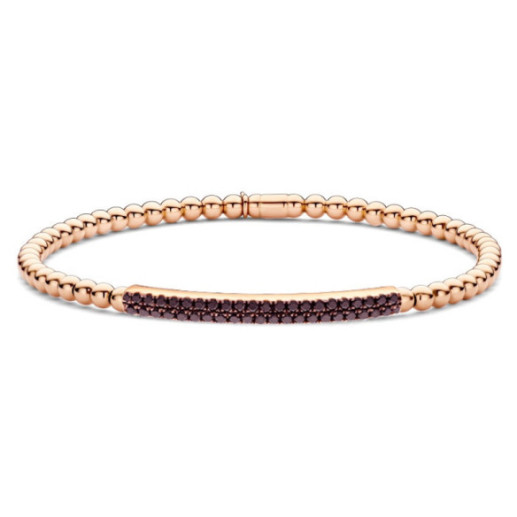 Pulsera Oro y Diamantes Negros Elástica Colette Barra - Brazaletes de Oro