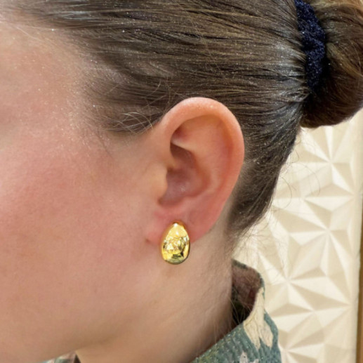 Oval Gold Earrings Nochentera 18mm - Earrings 2