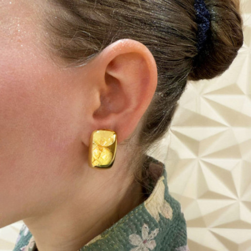 Pendientes Oro cuadrado Nochentera 23mm - cortos 2
