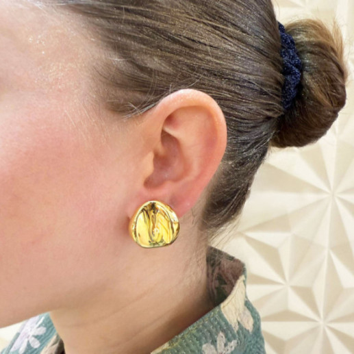 Concave Gold Earrings Nochentera 25mm - Earrings 2