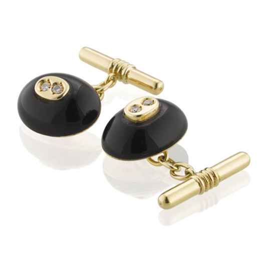 Gemelos De Oro Y Onix Oval - Gemelos de Boda