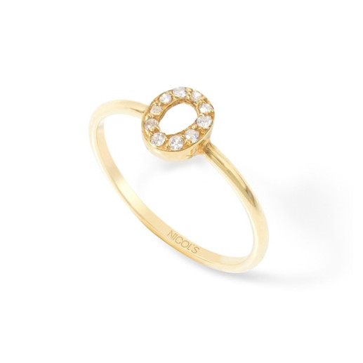 Anel de diamante de argola com mini detalhes - Anéis Outras pedras preciosas