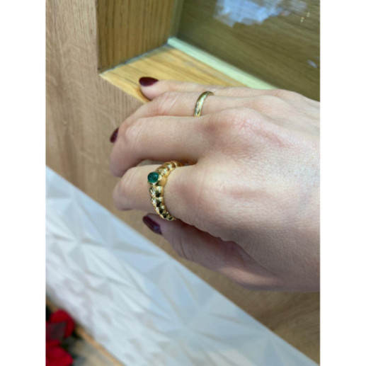 Gelber Ring Emerald Cabujón New Vintage 533 - Smaragdringe 2