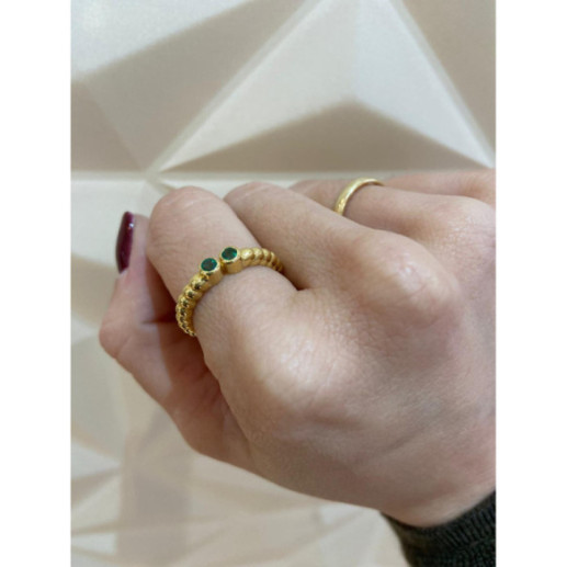 Anel de ouro Esmeraldas Duplo Vintage 533 - Anéis esmeralda