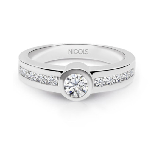 Anillo Diamantes Emily 0.50 Oro Blanco - Anillos Compromiso Aniversario