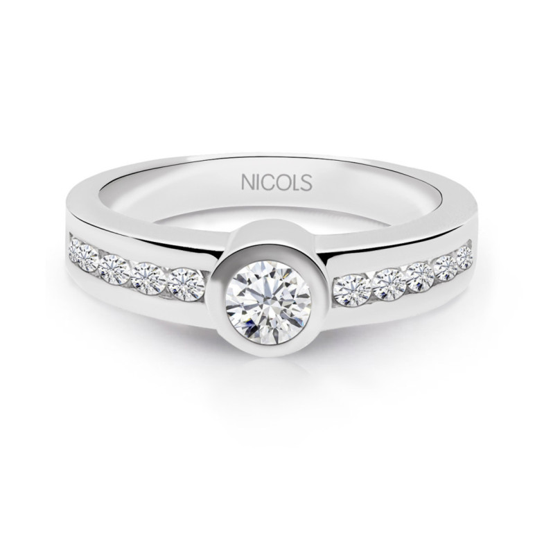 Anillo Diamantes Emily 0.50 Oro Blanco - Anillos Compromiso Aniversario