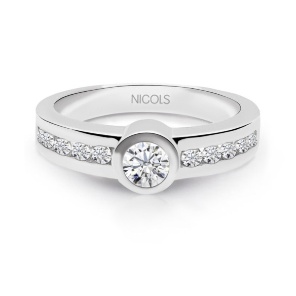 Anillo Diamantes Emily 0.50 Oro Blanco - Anillos Compromiso Aniversario