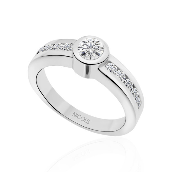 Anillo Diamantes Emily 0.50 Oro Blanco - Anillos Compromiso Aniversario