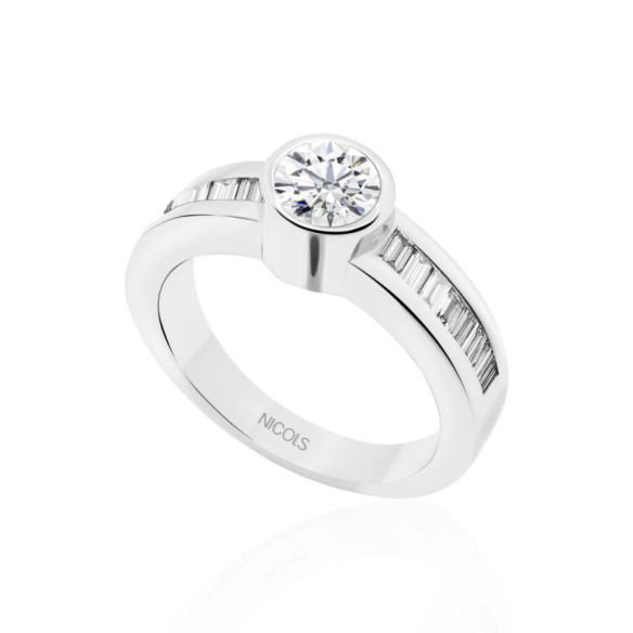 Anillo Diamantes Emily 0.85 Oro Blanco - Anillos Compromiso Aniversario