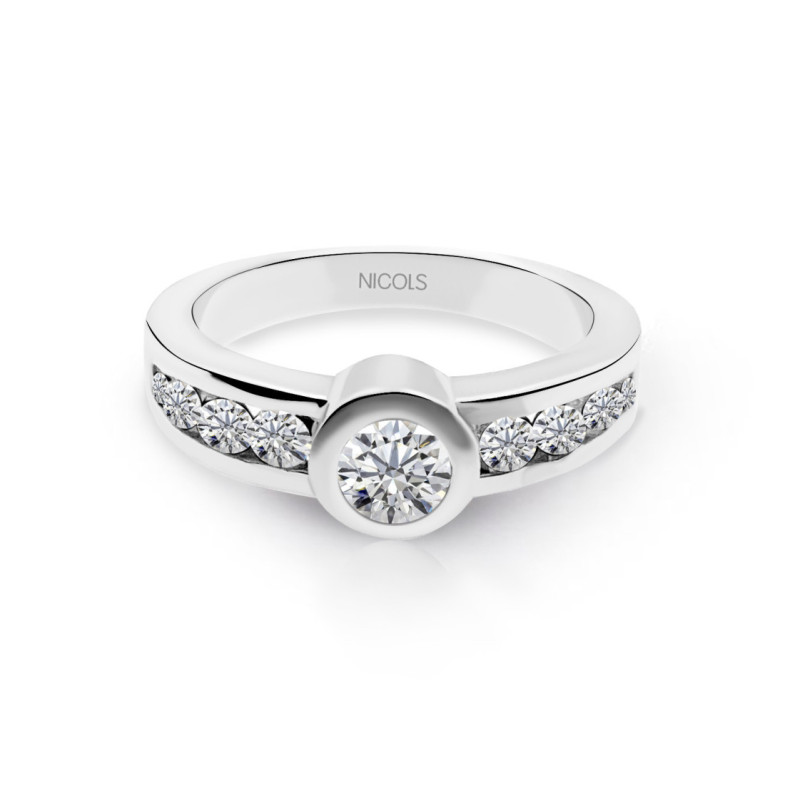 Anillo Diamantes Emily 0.75 Oro Blanco - Anillos Compromiso Aniversario