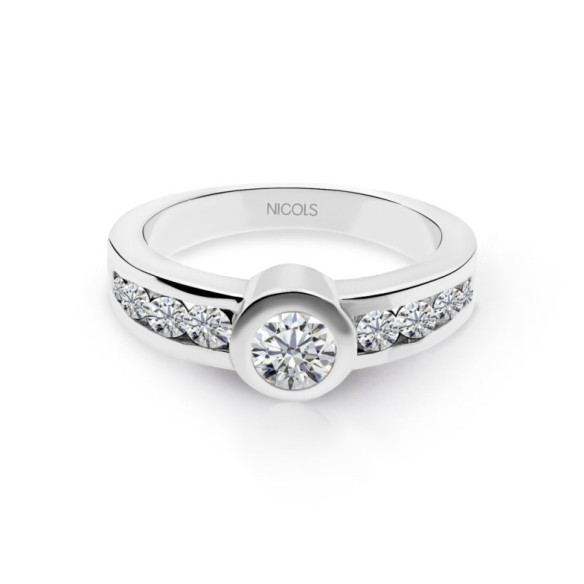 Anillo Diamantes Emily 0.75 Oro Blanco - Anillos Compromiso Aniversario