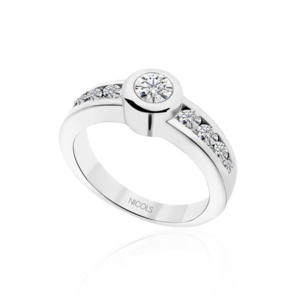Anillo Diamantes Emily 0.75 Oro Blanco - Anillos Compromiso Aniversario