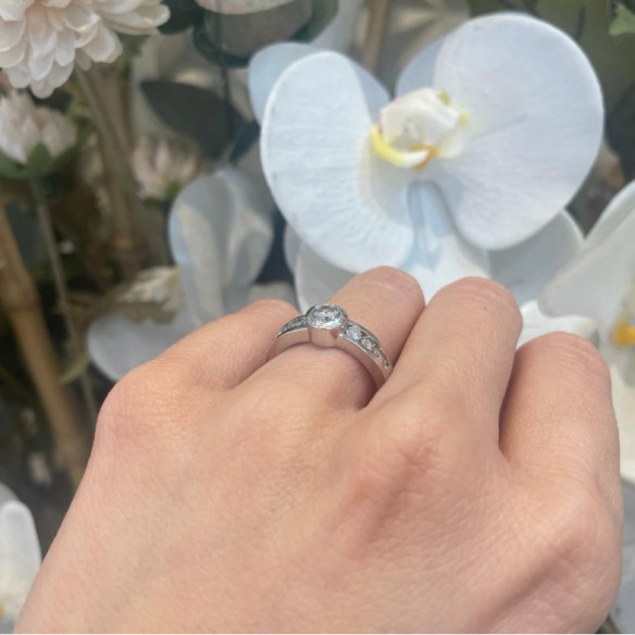 Anillo Diamantes Emily 0.75 Oro Blanco - Anillos Compromiso Aniversario