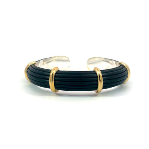 Pulsera Oro Caucho y Plata Unisex Bóveda 12mm - Goldarmbänder
