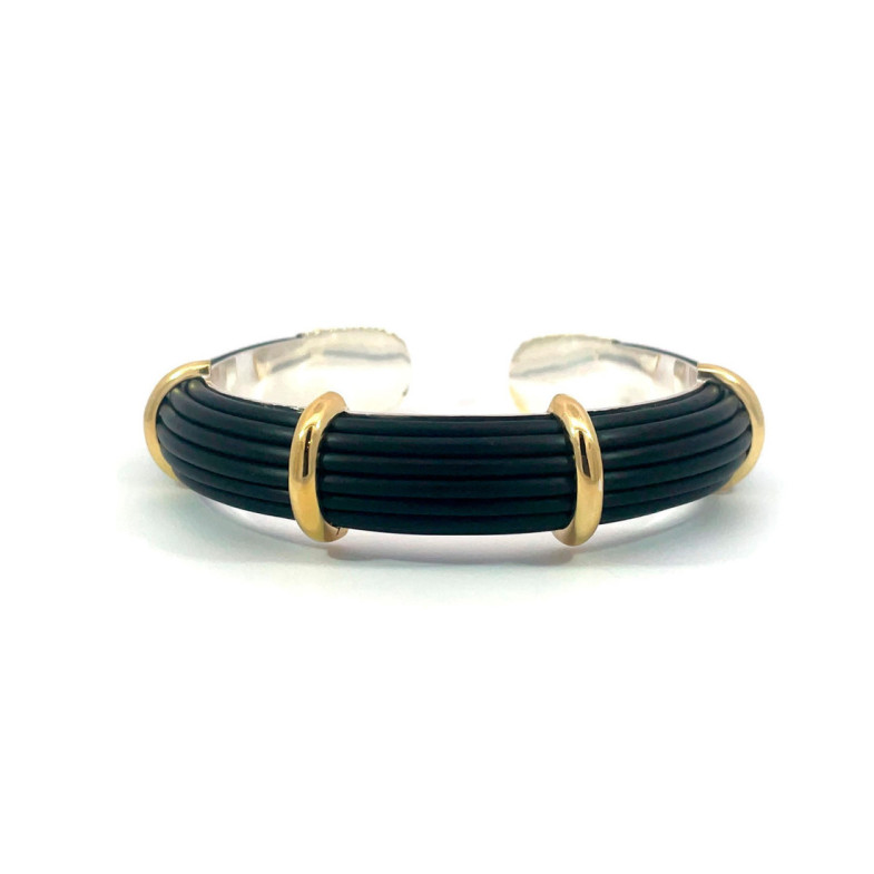 Pulsera Oro Caucho y Plata Unisex Bóveda 12mm - Braccialetti d'oro