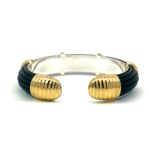 Gold Rubber and Silver Unisex Vault Bracelet 12mm - Gold bracelets
