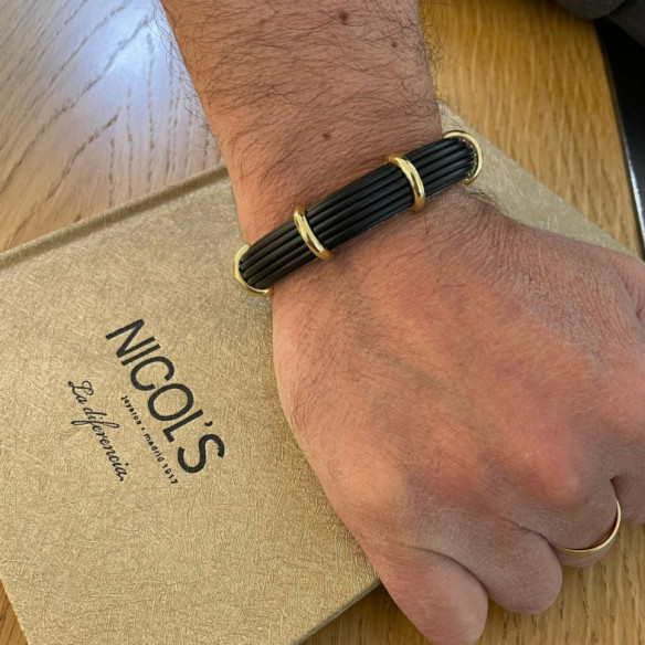 Pulsera Oro Caucho y Plata Unisex Bóveda 12mm - Goldarmbänder