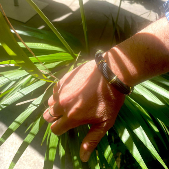 Gold Rubber and Silver Unisex Vault Bracelet 12mm - Gold bracelets