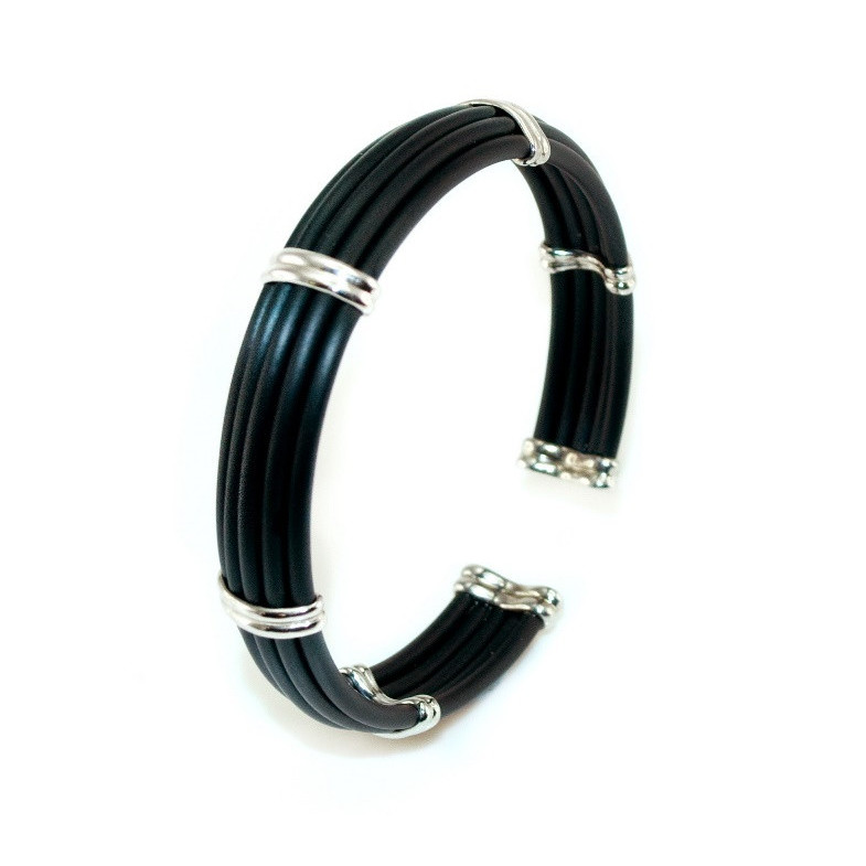 Bracciale in argento e Bobina di gomma Unisex doppio 12mm - Braccialetti d'argento