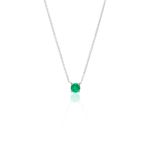 Colgante Esmeralda 0.20 Katherine Oro Blanco Y Cadena - Colares de pedra verde