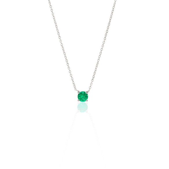 Colgante Esmeralda 0.20 Katherine Oro Blanco Y Cadena - Collares de Piedras Verdes