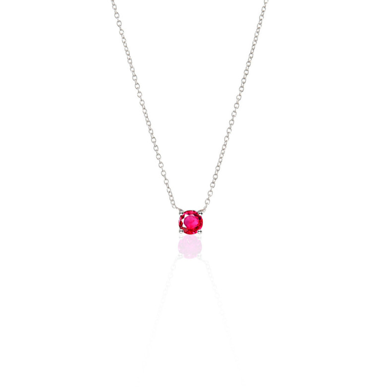 Ruby Pendant 0.20 KATHERINE White Gold and Chain - Red Stone Necklaces