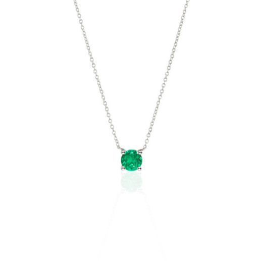 Colgante Esmeralda 0.50 Katherine Oro Blanco Y Cadena - Colares de pedra verde