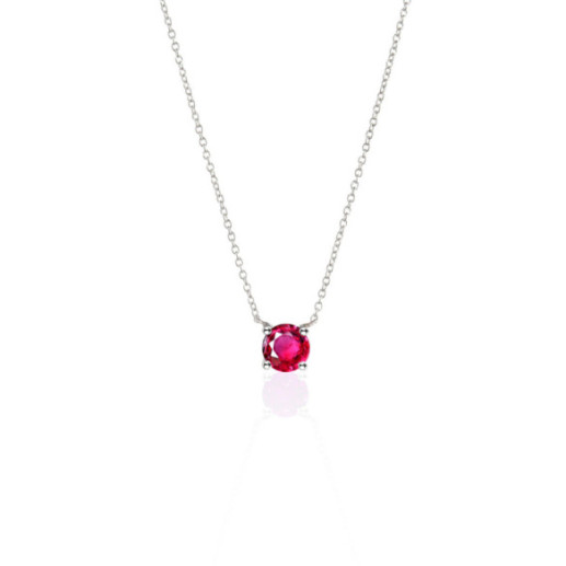 Colgante Rubí 0.50 Katherine Oro Blanco Y Cadena - Rote Steinketten