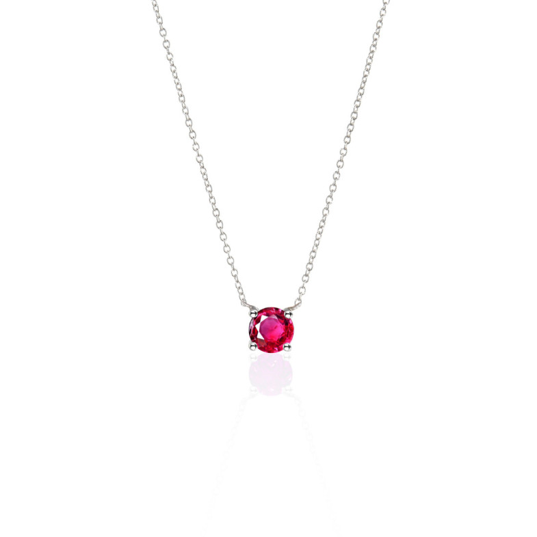 Colgante Rubí 0.50 Katherine Oro Blanco Y Cadena - Collares de Piedras Rojas