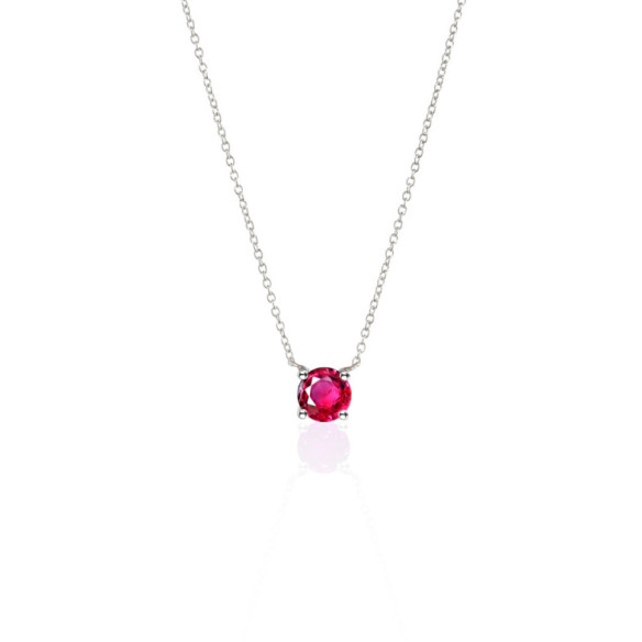 Colgante Rubí 0.50 Katherine Oro Blanco Y Cadena - Rote Steinketten