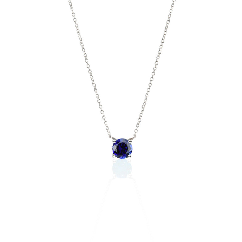 Colgante Zafiro 0.50 Katherine Oro Blanco Y Cadena - Colliers de pierres bleues