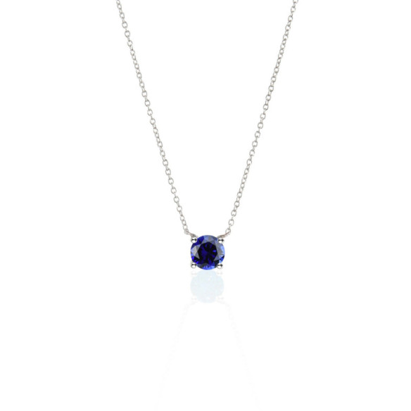 Colgante Zafiro 0.50 Katherine Oro Blanco Y Cadena - Colliers de pierres bleues