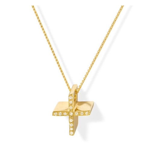 Diamonds Gold Cross CATHOLIC SIGN - Diamond Crosses