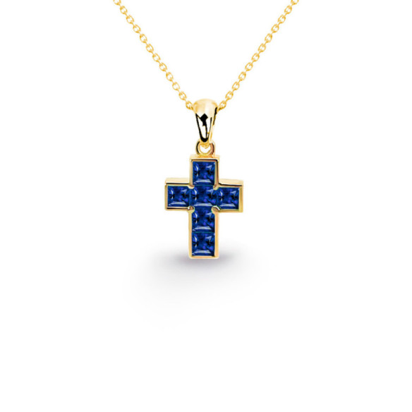 Collar Cruz Zafiros Calma 0.30 - Cruces
