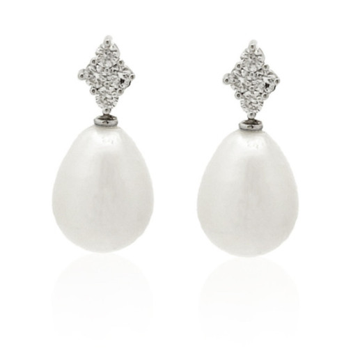 Pendientes Diamantes Y Perlas Rombo - Boucles d'oreilles perles
