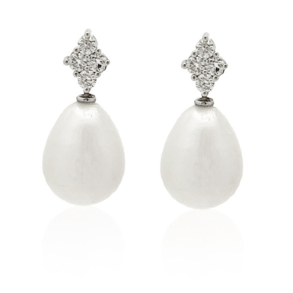 Pendientes Diamantes Y Perlas Rombo - Boucles d'oreilles perles