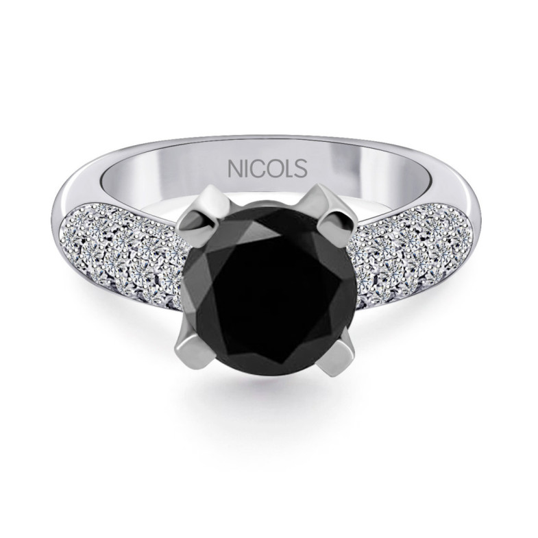 Anillo Platino Diamante Negro Madonna Black Power 4.50Ct - Anillos de Platino