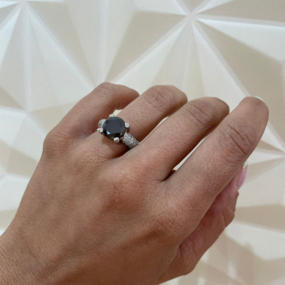 Anillo Platino Diamante Negro Madonna Black Power 4.50Ct - Anillos de Platino