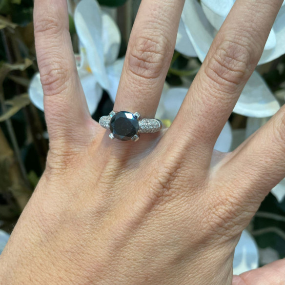 Anillo Platino Diamante Negro Madonna Black Power 4.50Ct - Anillos de Platino