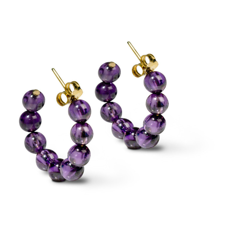 Pendientes Oro Hoop - Pendientes Otras Piedras de Colores