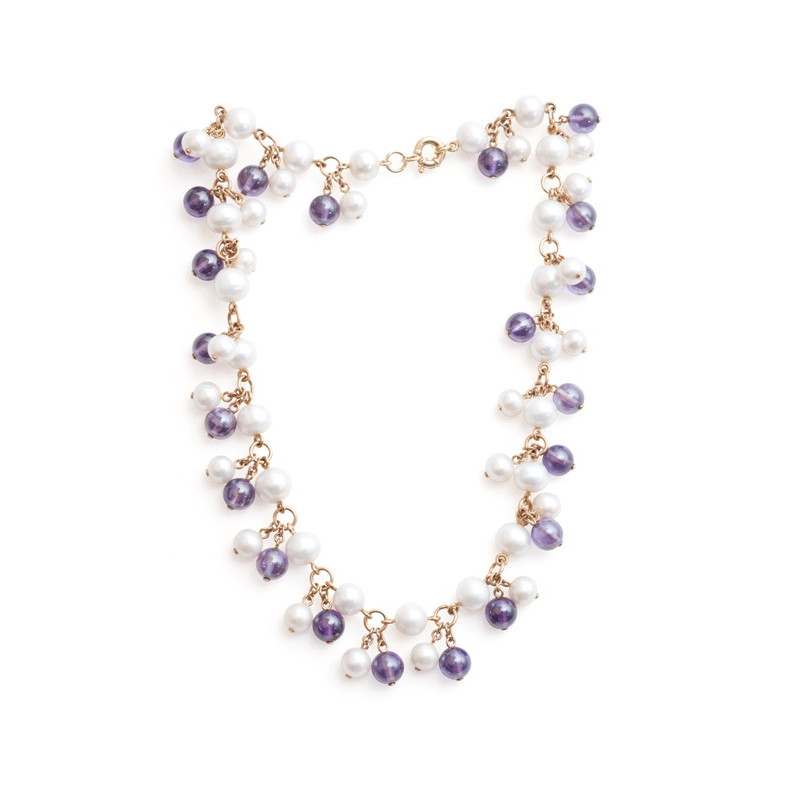 Collar Perlas Y Amatistas Pearls Lady - Collares Otras Piedras de Colores